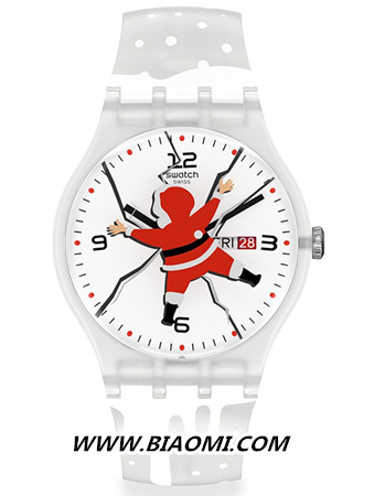 圣诞老人趴在表盘上？Swatch 这枚圣诞“趴”腕表果然妙趣横生 2.jpg