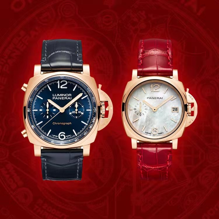 4. 沛纳海Luminor Chrono Goldtech™ Blu Notte庐米诺系列红金计时腕表 - 44毫米（PAM01111）与沛纳海Luminor Due Madreperla庐米诺杜尔系列珍珠贝母腕表 - 38毫米（PAM01280） (1)_副本.jpg