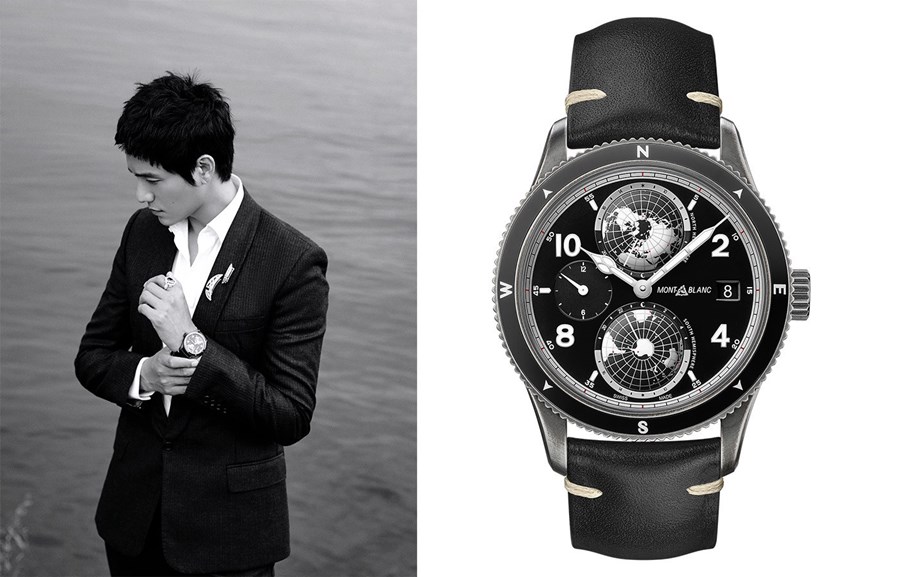 陈坤佩戴全新万宝龙1858系列南北半球世界时腕表 劲黑限量款.jpg 陈坤佩戴全新万宝龙1858系列南北半球世界时腕表 劲黑限量款.jpg