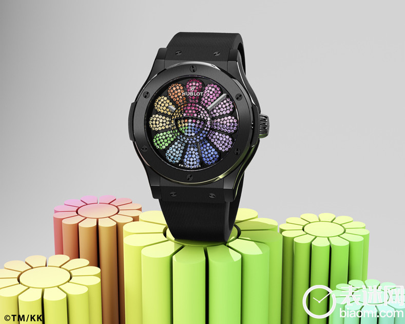 HUBLOT宇舶表经典融合村上隆黑色陶瓷彩虹腕表.jpg